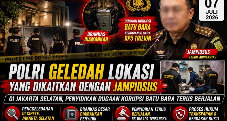Polri Geledah Lokasi yang Dikaitkan dengan Jampidsus di Jakarta Selatan, Penyidikan Dugaan Korupsi Batu Bara Terus Berjalan